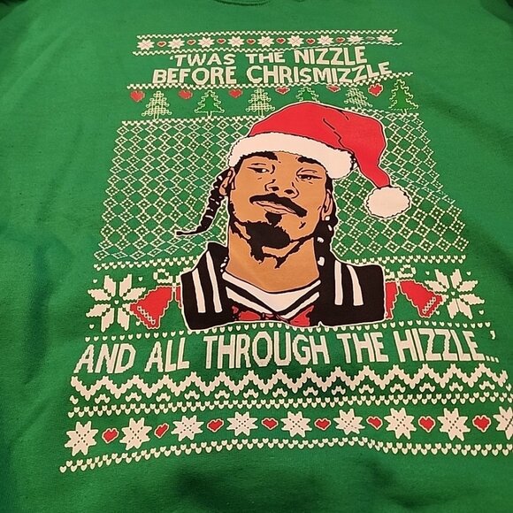 NEW! Snoop Dog “Twas The Night Before Christmas” Green Sweatshirt - XXL 2XL - Picture 2 of 5